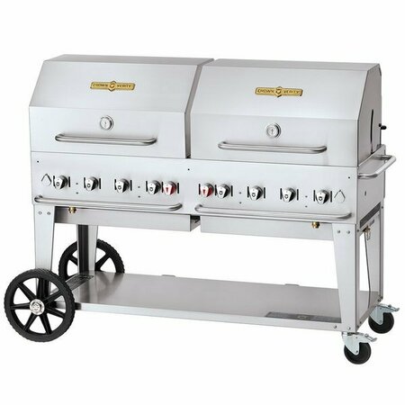 CROWN Verity CV-MCB-60-SI50/100-RDP Liquid Propane 60in Mobile Outdoor Grill w Single Gas Connection 255MCB602RDR